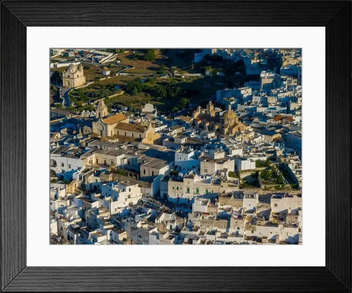 Framed Print : Aerial view of Ostuni white city in Puglia, Italy Framed Print : Aerial view of Ostuni white city in Puglia, Italy
