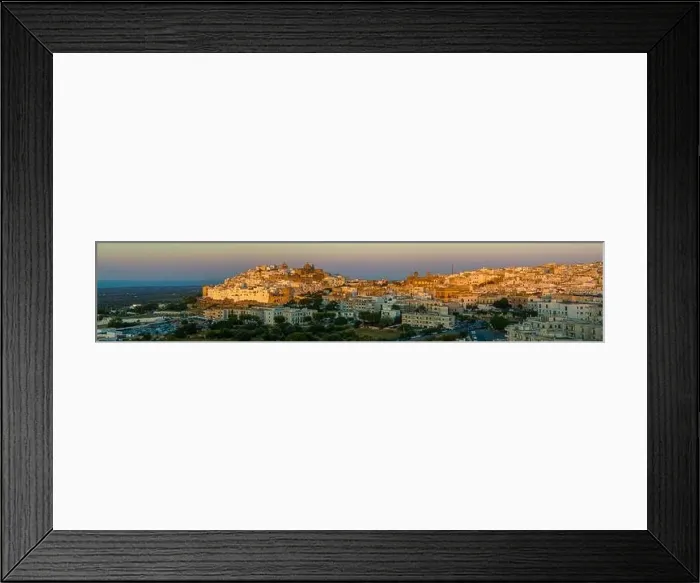 Framed Print : Aerial view of Ostuni white city in Puglia, Italy at sunset