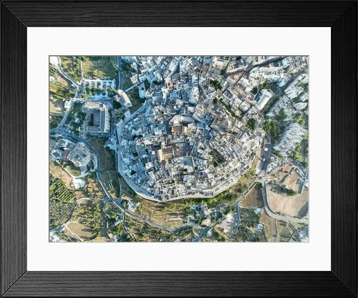 Framed Print : Aerial view of Ostuni white city in Puglia, Italy Framed Print : Aerial view of Ostuni white city in Puglia, Italy