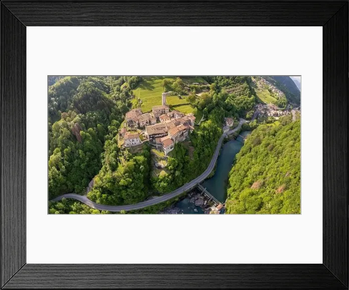 Framed Print : Aerial view of Cornello dei Tasso, enchanting old village in Brembana valley, Bergamo province, Lombardy, Italy Framed Print : Aerial view of Cornello dei Tasso, enchanting old village in Brembana valley, Bergamo province, Lombardy, Italy