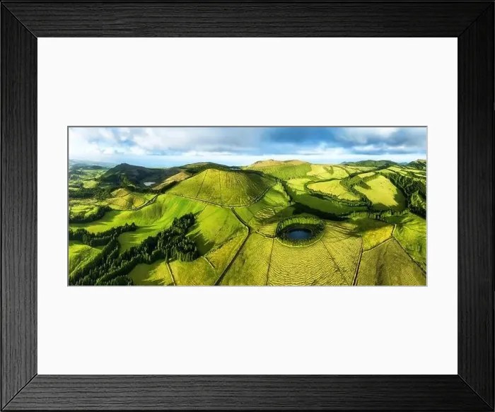 Framed Print : Azores - Aerial view of the volcanic mountains and lakes Framed Print : Azores - Aerial view of the volcanic mountains and lakes