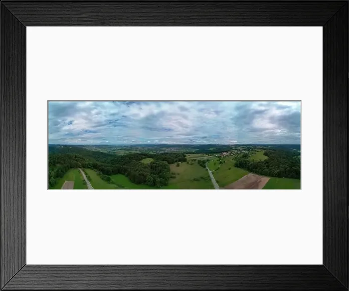 Framed Print : Panoramic shot with villages and forest in Baden Wuerttemberg by drone Framed Print : Panoramic shot with villages and forest in Baden Wuerttemberg by drone