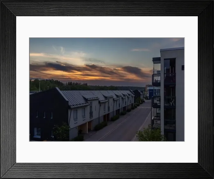 Framed Print : Dramatic sunset in Southern Finnish city Espoo Framed Print : Dramatic sunset in Southern Finnish city Espoo