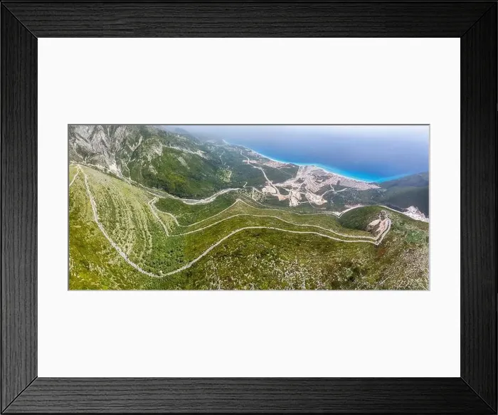 Framed Print : Panorama of Llogara Pass from a drone, Panorama Llogara, Ceraunian Mountains, Albania Framed Print : Panorama of Llogara Pass from a drone, Panorama Llogara, Ceraunian Mountains, Albania