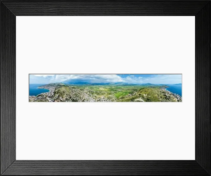Framed Print : Panorama of Saranda from a drone, Albanian Riviera, Albania Framed Print : Panorama of Saranda from a drone, Albanian Riviera, Albania