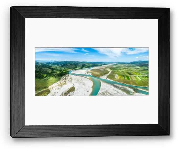 Framed Print : Panorama of Vjosa River National Park, Wild River, Albania, Europe Framed Print : Panorama of Vjosa River National Park, Wild River, Albania, Europe