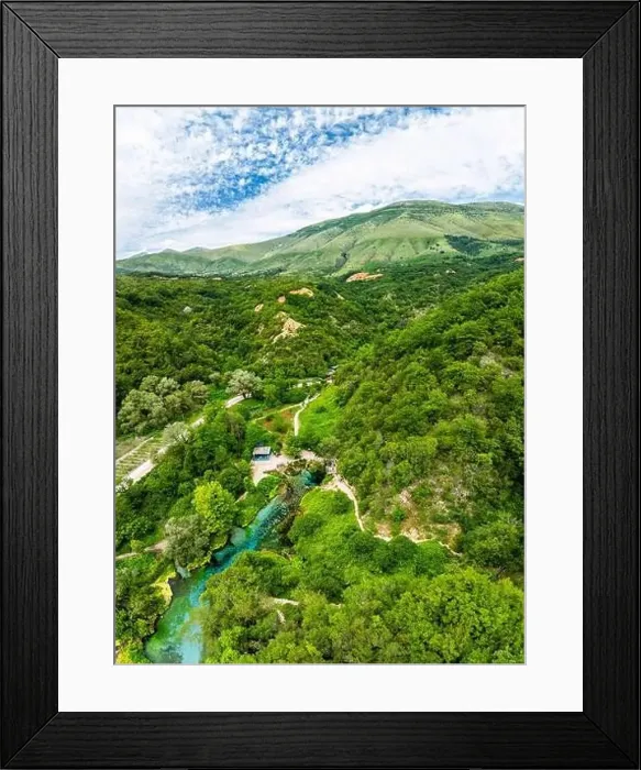 Framed Print : The Blue Eye from a drone, Muzine, Finiq, Albania, Europe Framed Print : The Blue Eye from a drone, Muzine, Finiq, Albania, Europe