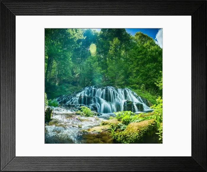 Framed Print : Beautiful spring waterfall Dokuzak in Strandzha Mountain