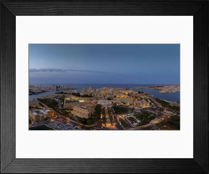 Framed Print : Aerial evening cityscape about the capitol of Malta Valetta city Framed Print : Aerial evening cityscape about the capitol of Malta Valetta city