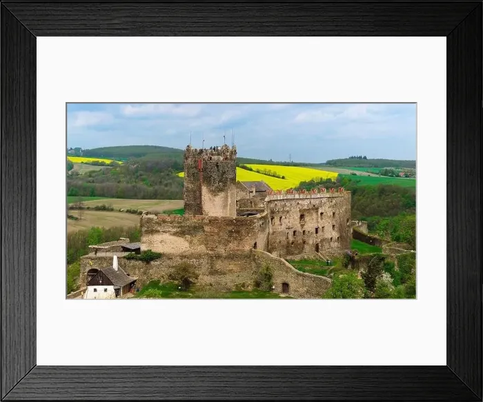Framed Print : Aerial shot captures the medieval Bolkow Castle in Lower Silesia, Poland Framed Print : Aerial shot captures the medieval Bolkow Castle in Lower Silesia, Poland
