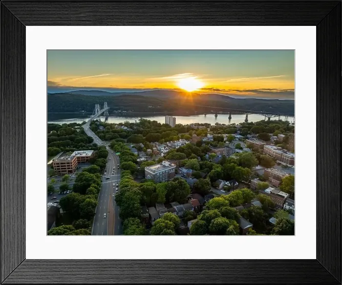 Framed Print : Aerial photo of the Franklin Delano Roosevelt Mid-Hudson Bridge over the Hudson River, Poughkeepsie NY Framed Print : Aerial photo of the Franklin Delano Roosevelt Mid-Hudson Bridge over the Hudson River, Poughkeepsie NY