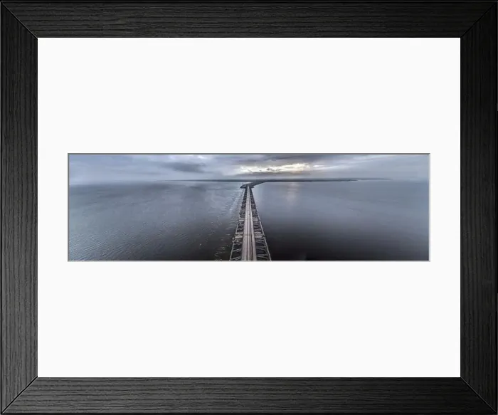 Framed Print : Drone image over the Haringvlietdam flood barrier near the Dutch town of Ouddorp against a cloudy morning sky Framed Print : Drone image over the Haringvlietdam flood barrier near the Dutch town of Ouddorp against a cloudy morning sky