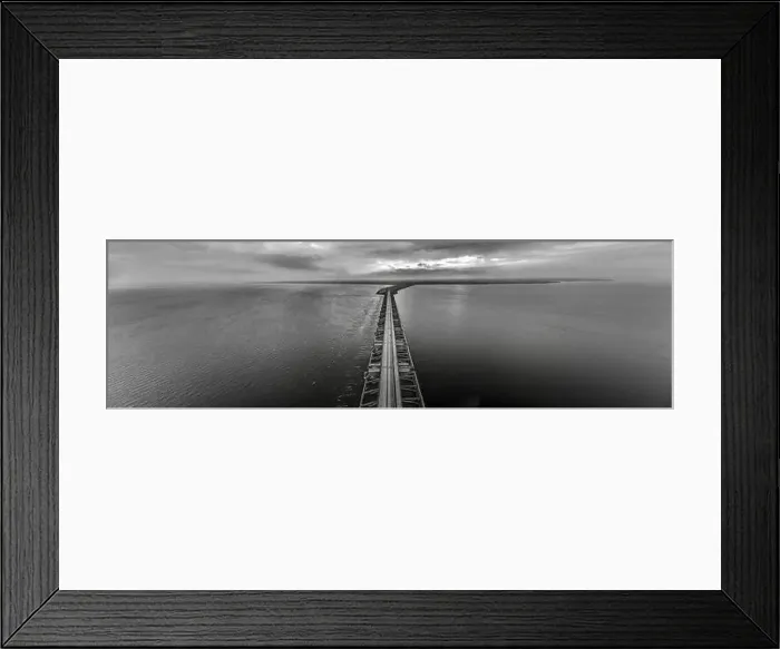 Framed Print : Drone image over the Haringvlietdam flood barrier near the Dutch town of Ouddorp against a cloudy morning sky Framed Print : Drone image over the Haringvlietdam flood barrier near the Dutch town of Ouddorp against a cloudy morning sky