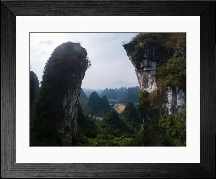 Framed Print : The natural scenery of karst mountain peaks in Xingping Town Framed Print : The natural scenery of karst mountain peaks in Xingping Town