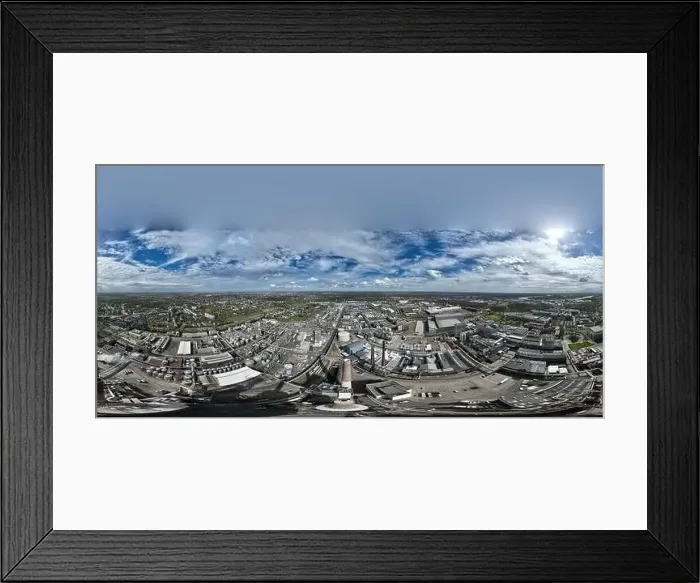 Framed Print : Aerial top down drone view on a chemical manufacturing factory