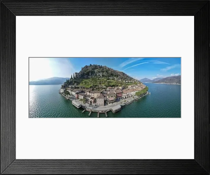 Framed Print : Drone view at the traditional village of Morcote on Switzerland Framed Print : Drone view at the traditional village of Morcote on Switzerland