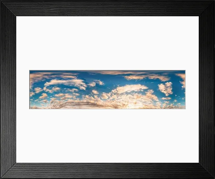 Framed Print : Bright sunset sky panorama with Cirrus clouds Framed Print : Bright sunset sky panorama with Cirrus clouds