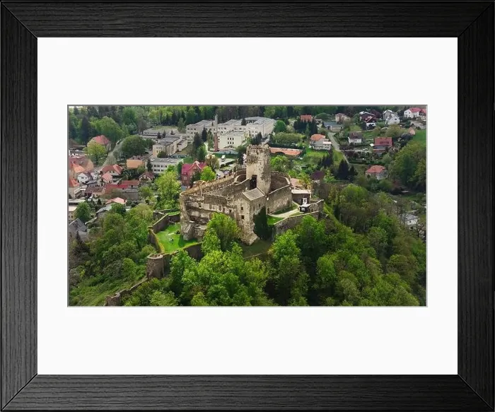Framed Print : Bolkow Castle, a medieval stronghold, seen from above in Dolnośląskie, Poland Framed Print : Bolkow Castle, a medieval stronghold, seen from above in Dolnośląskie, Poland