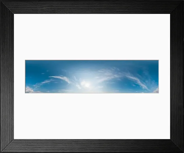Framed Print : 360 panorama of glowing sunset sky with bright Cirrus clouds Framed Print : 360 panorama of glowing sunset sky with bright Cirrus clouds