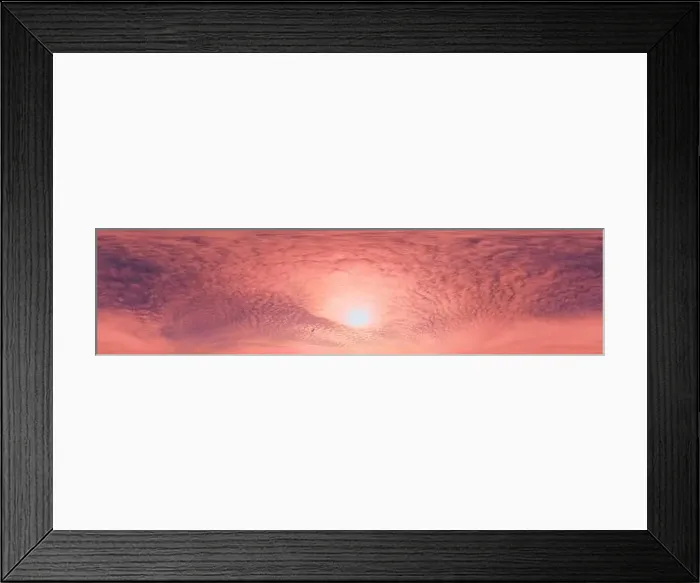 Framed Print : 360 panorama of glowing sunset sky with bright Cirrus clouds Framed Print : 360 panorama of glowing sunset sky with bright Cirrus clouds