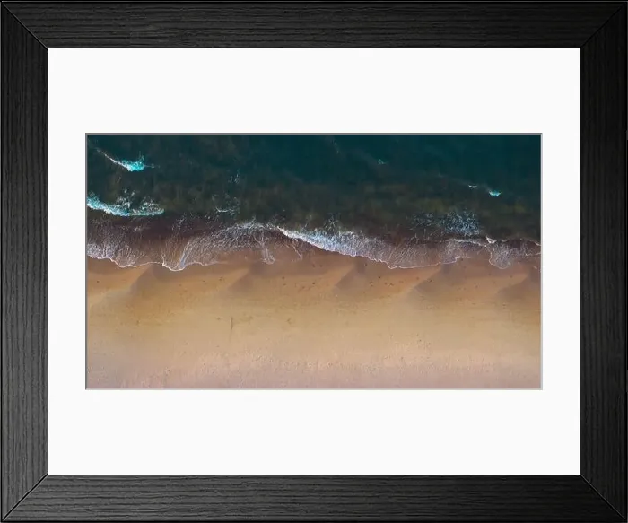 Framed Print : Aerial view: Secluded beach, tranquil sea waves Framed Print : Aerial view: Secluded beach, tranquil sea waves