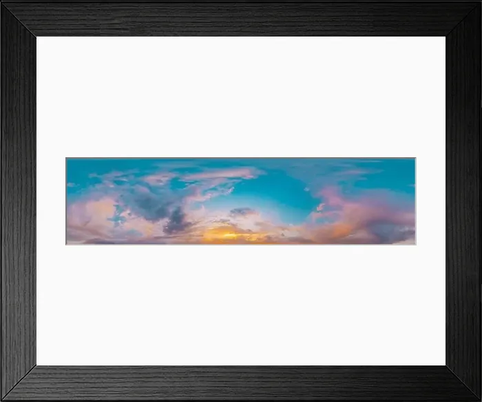 Framed Print : Bright sunset sky panorama with Cirrus clouds Framed Print : Bright sunset sky panorama with Cirrus clouds