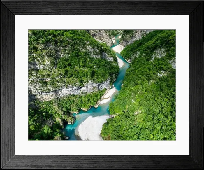 Framed Print : Aerial image of the beautiful Shala river in Northern Albania Framed Print : Aerial image of the beautiful Shala river in Northern Albania