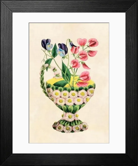 Framed Print : Rustic floral pottery on beige background. Vintage-Style art Framed Print : Rustic floral pottery on beige background. Vintage-Style art