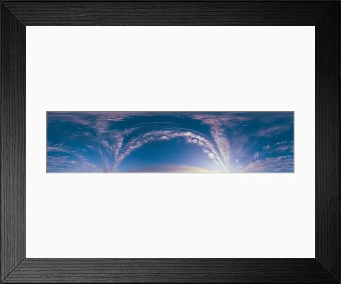 Framed Print : Bright sunset sky panorama with Cirrus clouds Framed Print : Bright sunset sky panorama with Cirrus clouds