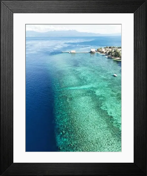 Framed Print : Indonesia Bunaken - Drone view Bunaken Island with coral reef Framed Print : Indonesia Bunaken - Drone view Bunaken Island with coral reef
