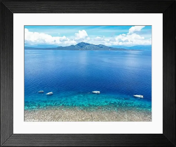 Framed Print : Indonesia Bunaken - Drone view Siladen Island with coral reef Framed Print : Indonesia Bunaken - Drone view Siladen Island with coral reef