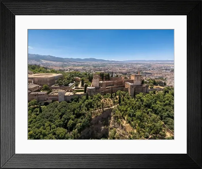 Framed Print : Aerial view of the beautiful Alhambra in Granada, Andalusia, Spain Framed Print : Aerial view of the beautiful Alhambra in Granada, Andalusia, Spain