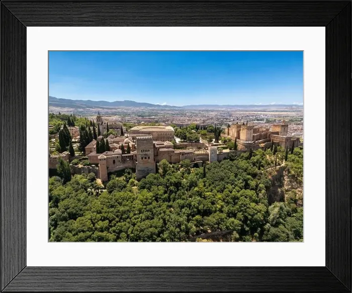 Framed Print : Aerial view of the beautiful Alhambra in Granada, Andalusia, Spain Framed Print : Aerial view of the beautiful Alhambra in Granada, Andalusia, Spain