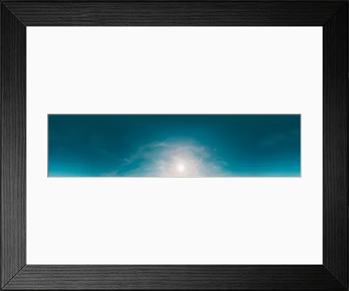 Framed Print : Bright sunset sky panorama with Cirrus clouds
