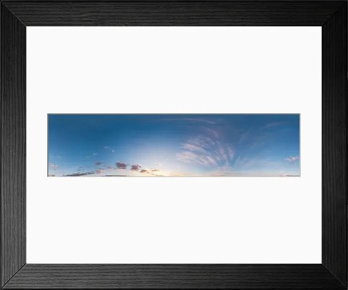 Framed Print : Bright sunset sky panorama with Cirrus clouds Framed Print : Bright sunset sky panorama with Cirrus clouds