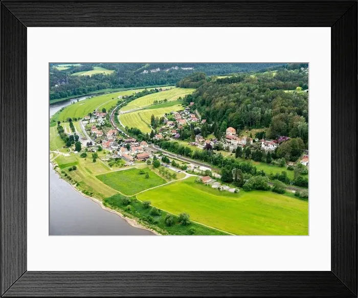 Framed Print : A small town with a river running through it Framed Print : A small town with a river running through it