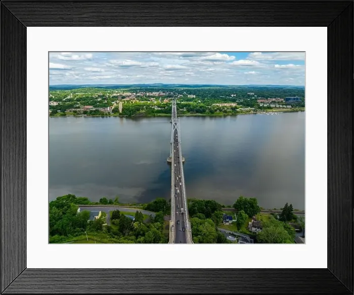 Framed Print : Aerial photo of the Franklin Delano Roosevelt Mid-Hudson Bridge over the Hudson River, Poughkeepsie NY Framed Print : Aerial photo of the Franklin Delano Roosevelt Mid-Hudson Bridge over the Hudson River, Poughkeepsie NY