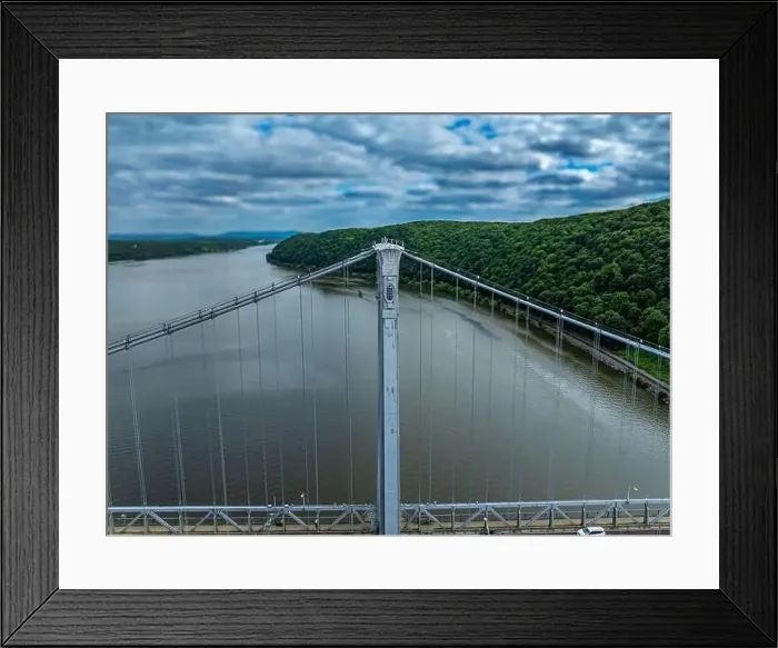 Framed Print : Aerial photo of the Franklin Delano Roosevelt Mid-Hudson Bridge over the Hudson River, Poughkeepsie NY