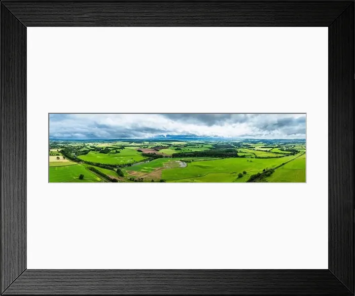 Framed Print : Panorama of Farms and Fields over River Eden and River Eamont from a drone, Cumbria, England Framed Print : Panorama of Farms and Fields over River Eden and River Eamont from a drone, Cumbria, England