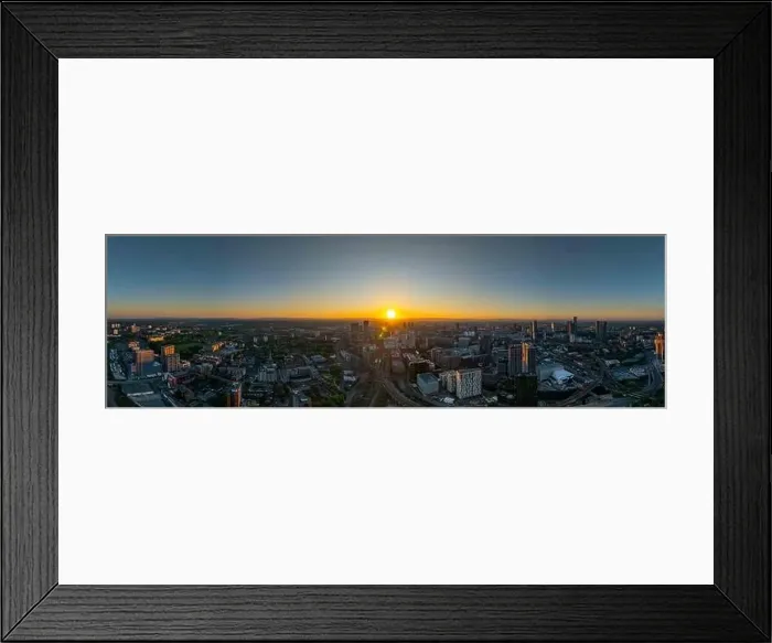 Framed Print : An aerial shot during sunset providing a sweeping view of Manchester including Deansgate Framed Print : An aerial shot during sunset providing a sweeping view of Manchester including Deansgate