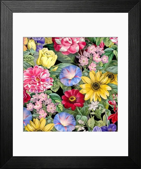 Framed Print : Colorful Blooming Flowers. Floral Design Framed Print : Colorful Blooming Flowers. Floral Design