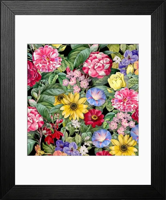 Framed Print : Colorful Blooming Flowers. Floral Design Framed Print : Colorful Blooming Flowers. Floral Design