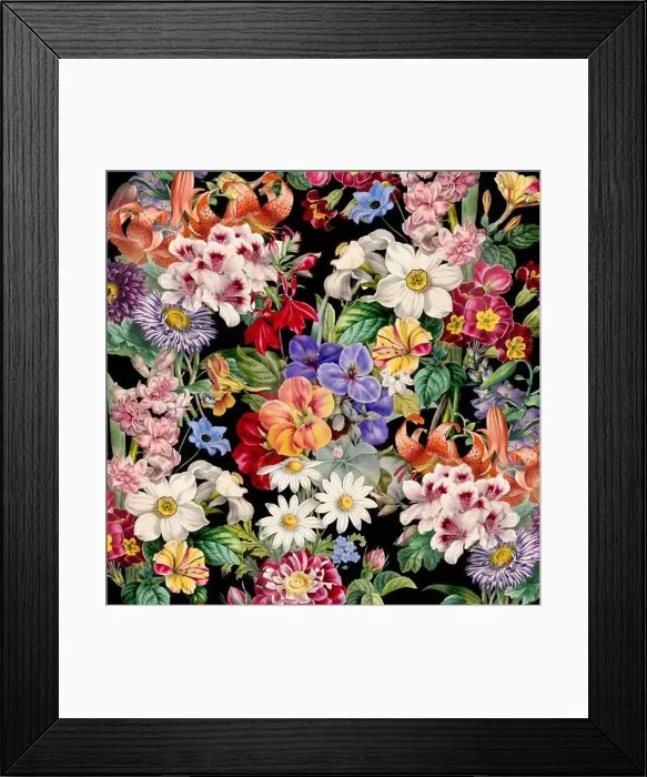 Framed Print : Colorful Blooming Flowers. Floral Design Framed Print : Colorful Blooming Flowers. Floral Design
