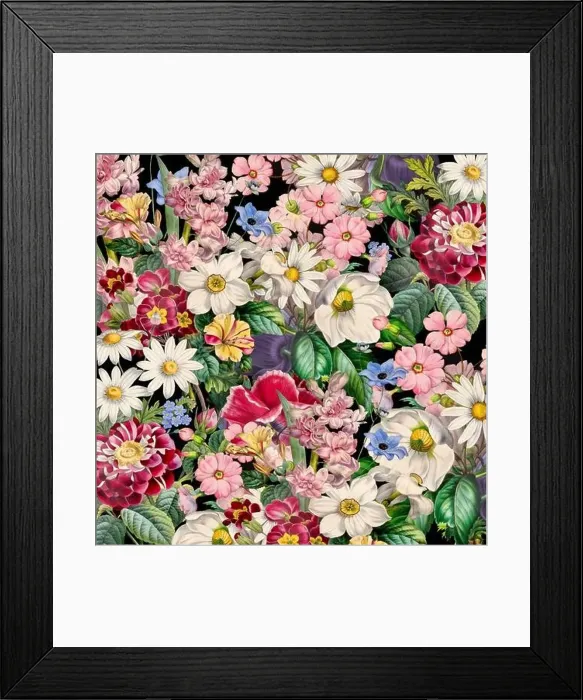 Framed Print : Colorful Blooming Flowers. Floral Design Framed Print : Colorful Blooming Flowers. Floral Design