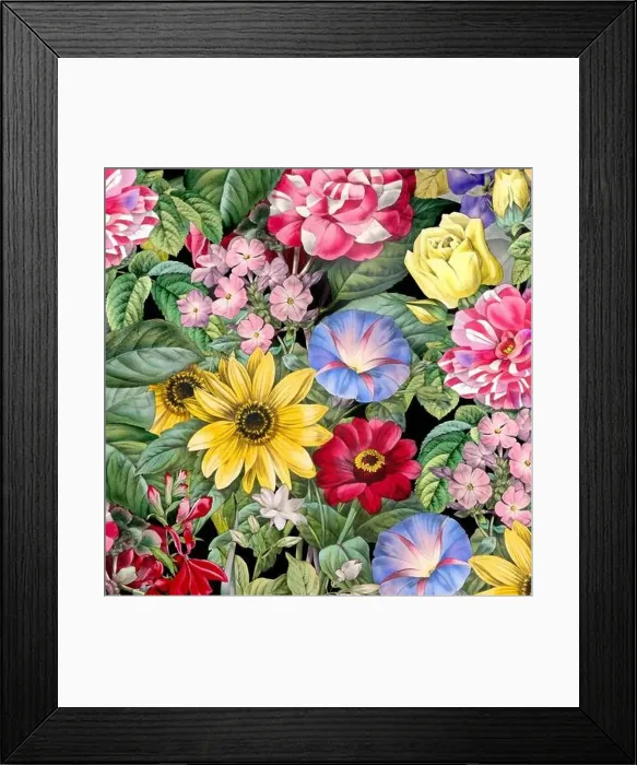Framed Print : Colorful Blooming Flowers. Floral Design Framed Print : Colorful Blooming Flowers. Floral Design