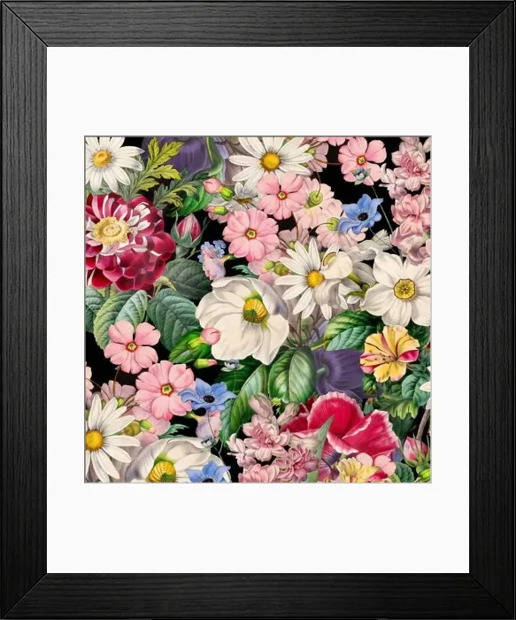 Framed Print : Colorful Blooming Flowers. Floral Design Framed Print : Colorful Blooming Flowers. Floral Design