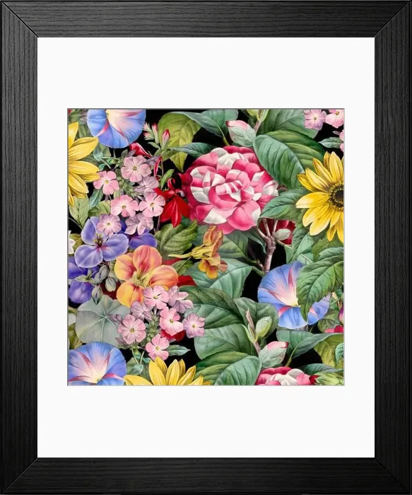 Framed Print : Colorful Blooming Flowers. Floral Design Framed Print : Colorful Blooming Flowers. Floral Design
