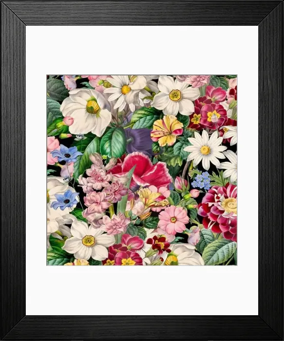Framed Print : Colorful Blooming Flowers. Floral Design Framed Print : Colorful Blooming Flowers. Floral Design