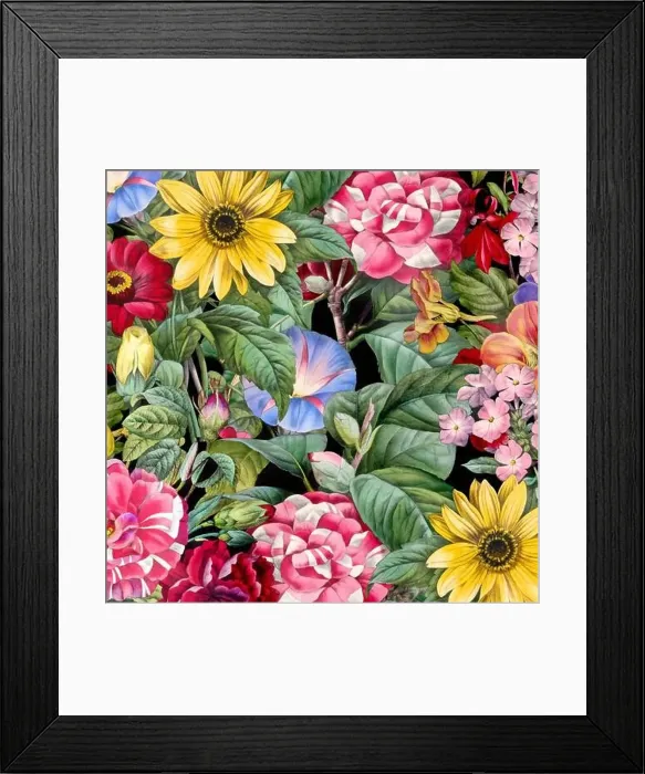 Framed Print : Colorful Blooming Flowers. Floral Design Framed Print : Colorful Blooming Flowers. Floral Design