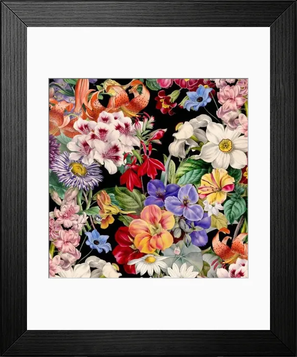 Framed Print : Colorful Blooming Flowers. Floral Design Framed Print : Colorful Blooming Flowers. Floral Design